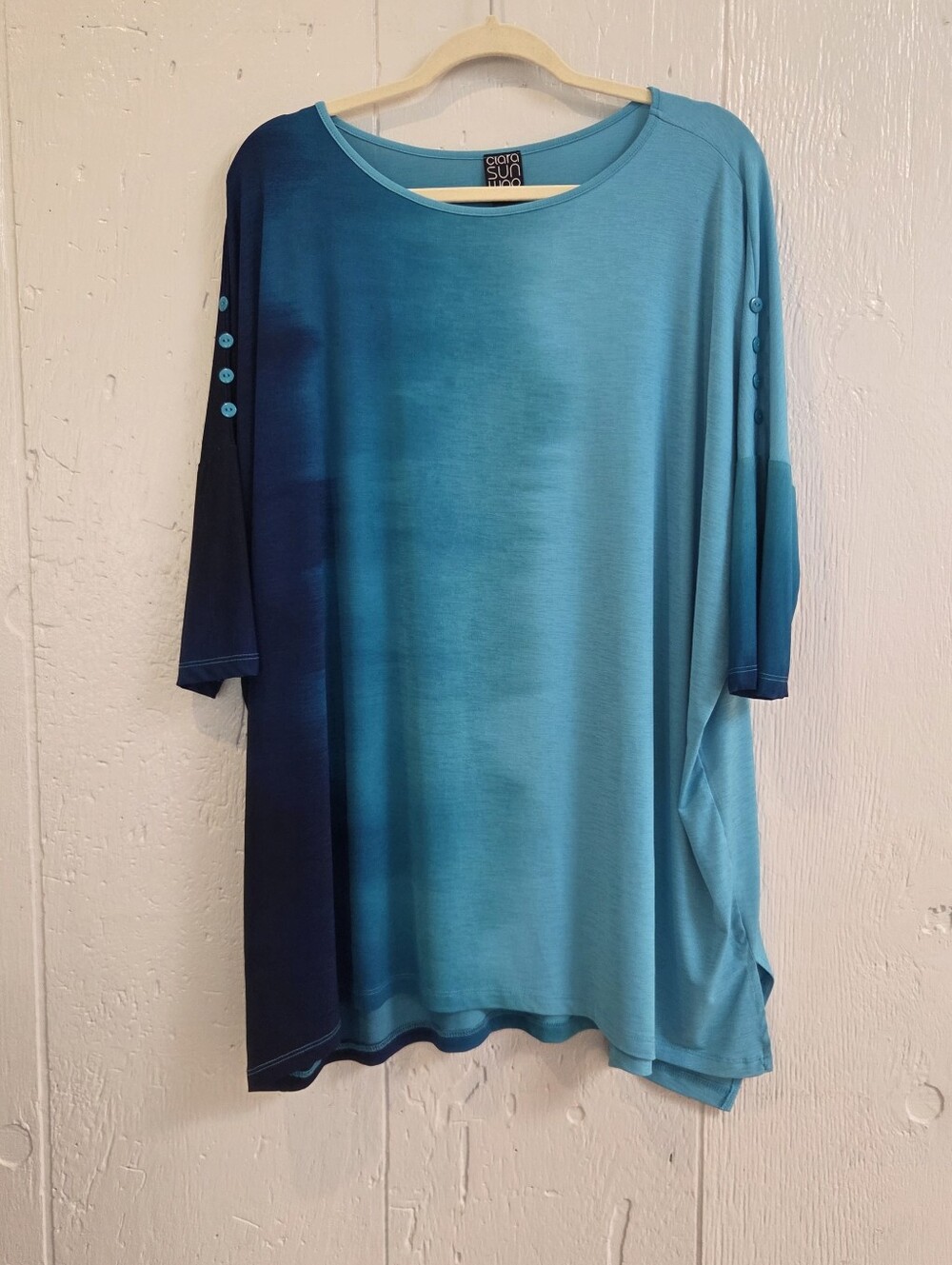 Clara Sun Woo Teal Ombre Dolman Sleeve Top